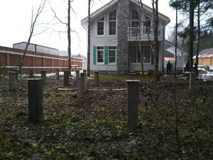 Фундамент для бани из бруса с террасой в деревне Гребеньки