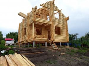 Фундамент на Ж/Б сваях для дома 9х9 из оцилиндрованного бревна (Балахнинский р-он, п.Большое Козино)