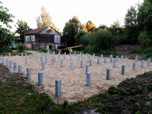 Свайный Ж/Б фундамент под дом размером 11х15 (Лысковский р-он, д.Черемиска)