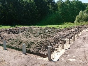 Фундамент с бетонным ростверком для кирпичного дома в селе Малей