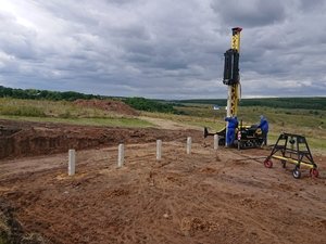 Фундамент на жб сваях для каркасно-щитового дома в с. Яблоново, Задонский р-он, Липецкая обл.