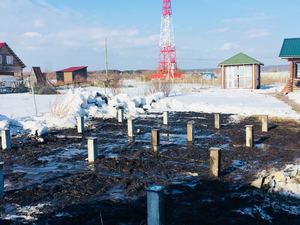 Фундамент для бани из бруса в деревне Лебедевка