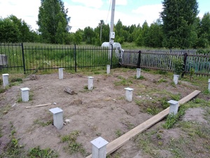 Фундамент для бани из бруса с террасой в поселке Родионово