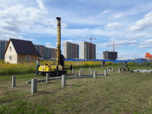 Свайный Ж/Б фундамент под дом размером 9х11 из оцилиндрованного бревна (Нижний Новгород, д.Анкудиновка)