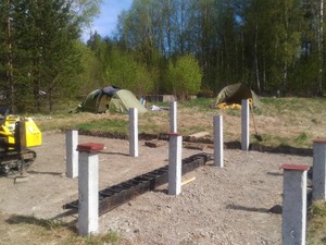 Фундамент для бани из бруса в поселке Глубокое (озеро Утиное)