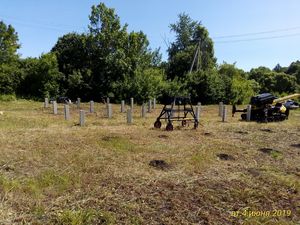 Фундамент на забивных ж/б сваях для дома из бруса 200х200, с мансардой в селе Дубовое, город Чаплыгин Липецкой области