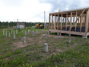 Свайный Ж/Б фундамент под пристрой к каркасному дому (Богородского р-на, с.Непецино)