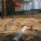 Фундамент на забивных ж/б сваях с бетонным ростверком для дома и бани из пеноблоков в СНТ Ветеран 3 Томской области от компании 35FS