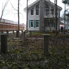 Фундамент на забивных ж/б сваях для бани из бруса с террасой в деревне Гребеньки Московской области от компании 35FS