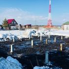 Фундамент на забивных ж/б сваях для бани из профилированного бруса в Новосибирской области от компании 35FS