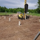 Фундамент на забивных ж/б сваях с бетонным ростверком для дома из газобетона с облицовкой в селе Карамышево Липецкой области от компании 35FS