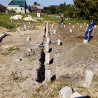 Фундамент на забивных ж/б сваях с бетонным ростверком для дома из газобетона с облицовкой кирпичом в селе Доброе Липецкой области от компании 35FS