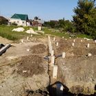 Фундамент на забивных ж/б сваях с бетонным ростверком для дома из газобетона с облицовкой кирпичом в селе Доброе Липецкой области от компании 35FS