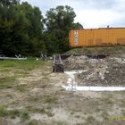 Фундамент на забивных ж/б сваях с бетонным ростверком для дома из газобетона с облицовкой кирпичом в селе Доброе Липецкой области от компании 35FS