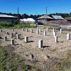 Фундамент на забивных ж/б сваях для дома из бруса с террасой в селе Зоркальцево Томской области от компании 35FS